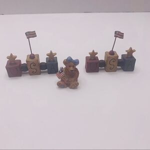 SUZI USA Patriotic Bear Clay Decor
